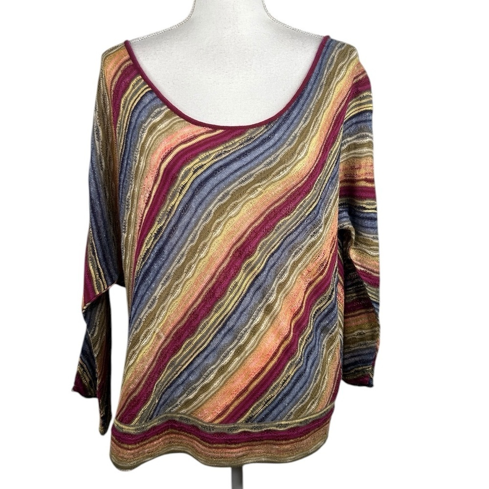 Free People Multi-Colored Knit Boho Indie Festival Folk Striped Top Size Medium